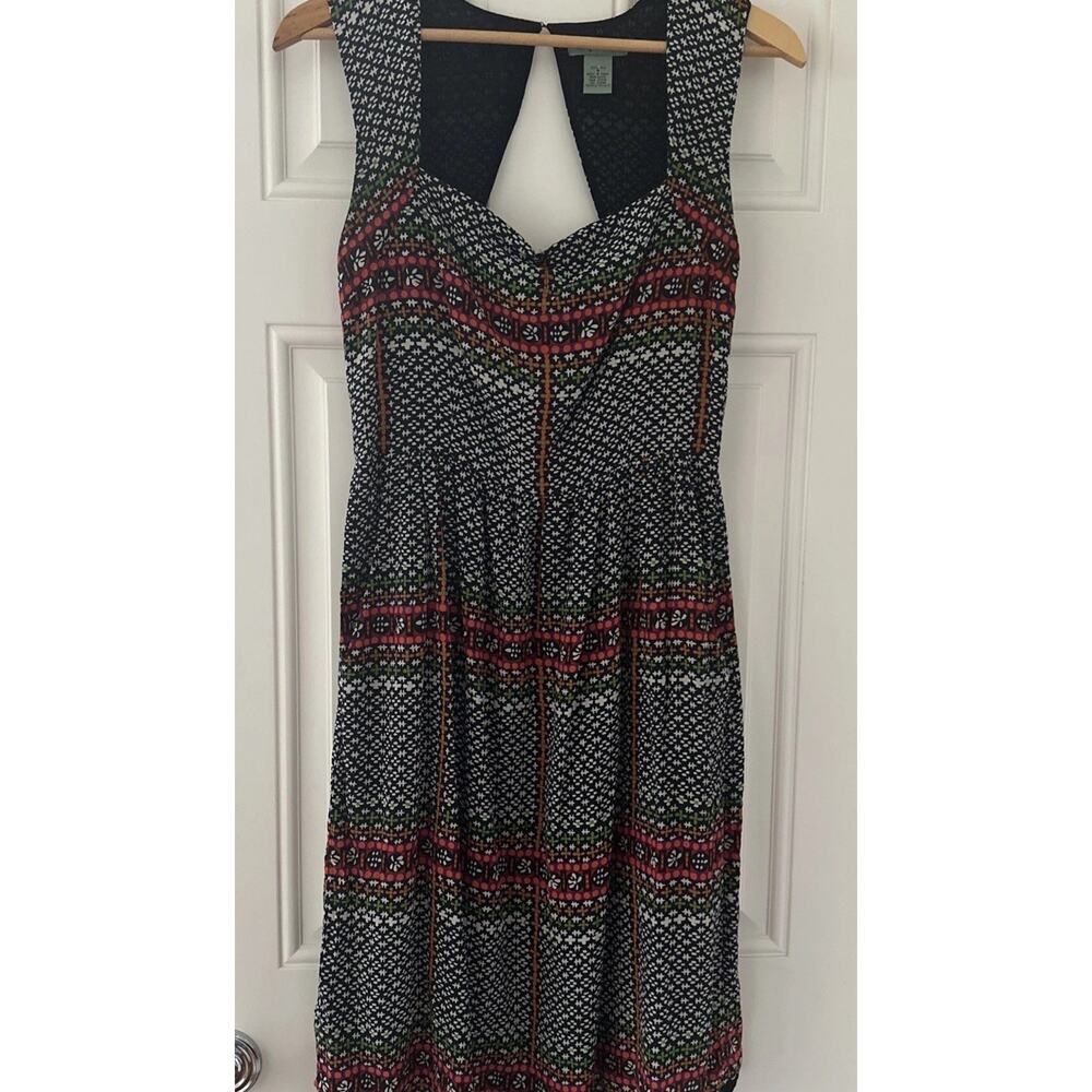 Anthropologie Maple Pailsey 4 100% Silk‎ Midi Dress Geometric Boho Chic Retro